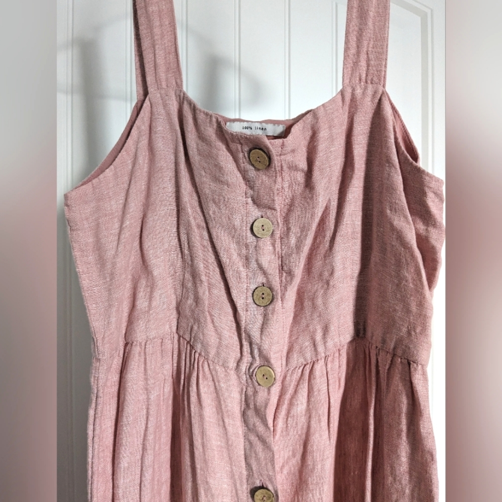 Rachel Zoe Light Pink Linen Jumper Dress w Pockets